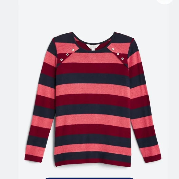 Market & Spruce Glora Button Detail Non-Seam Red Knit Top - Picture 2 of 4